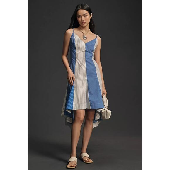 NWT Anthropologie Plenty by Tracy Reese V-Neck High-Low Dress $238 SMALL Blue - Picture 1 of 6